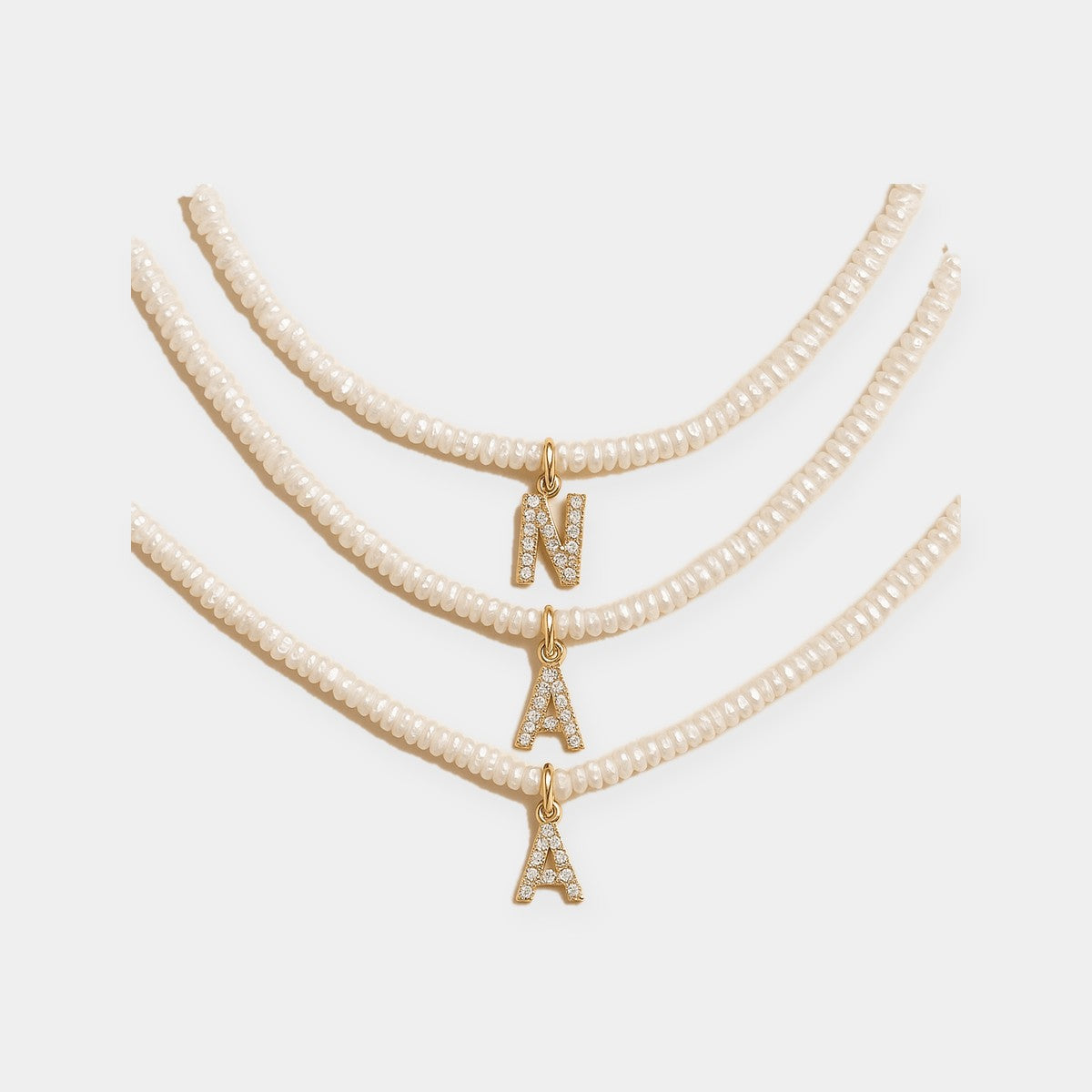Shelly Crystal Pearl Initial Choker