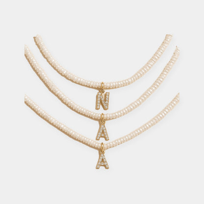 Shelly Crystal Pearl Initial Choker