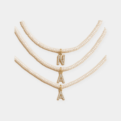 Shelly Crystal Pearl Initial Choker