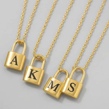 Ellie® Initial Love Lock 18k Gold Necklace