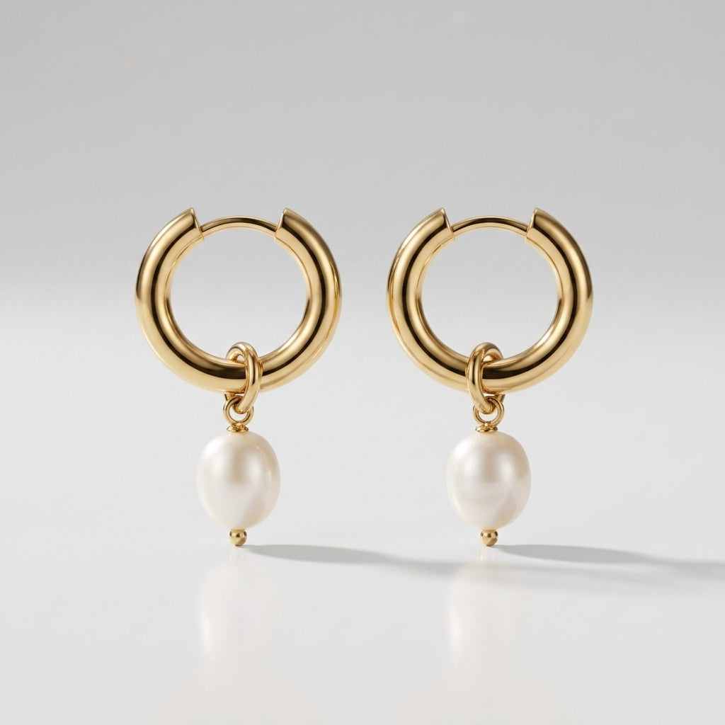 Bethany Pearl Drop Hoop