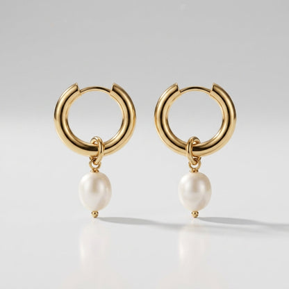 Bethany Pearl Drop Hoop