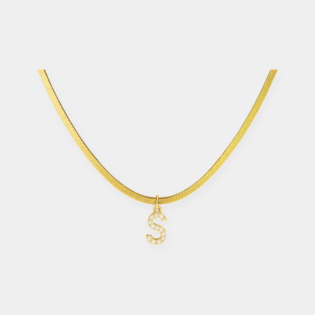 Melly® Diamond Initial Herringbone Necklace