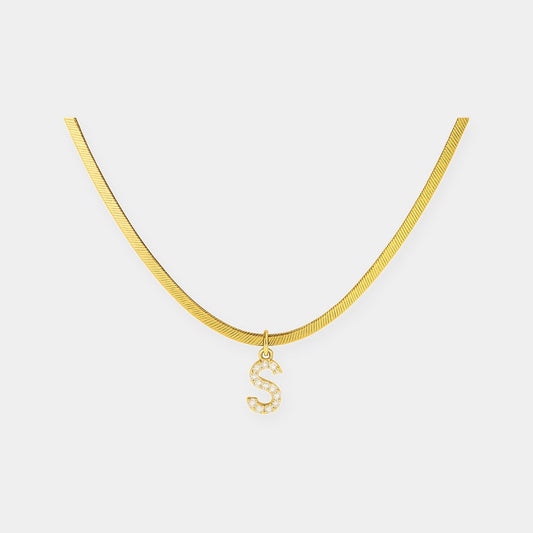 Melly® Diamond Initial Herringbone Necklace