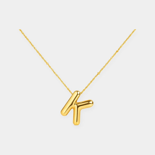 Bubble Letter Initial Necklace