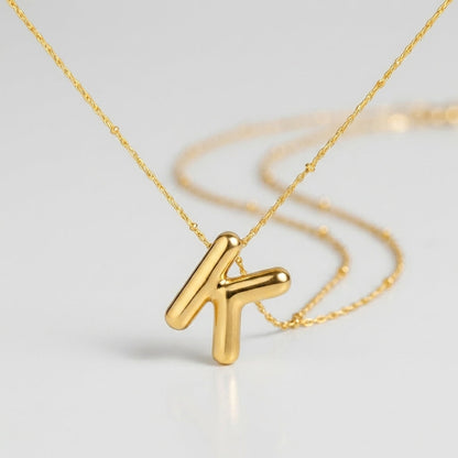 Bubble Letter Initial Necklace
