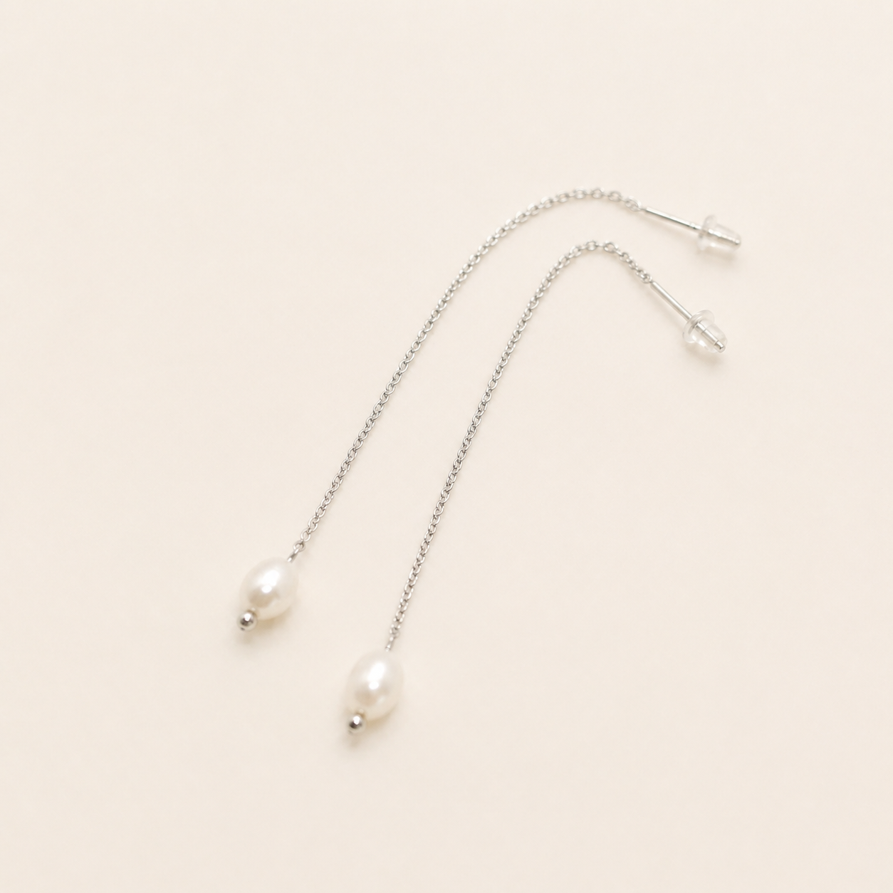 Silk Pearl Threader Earrings