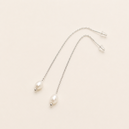 Silk Pearl Threader Earrings