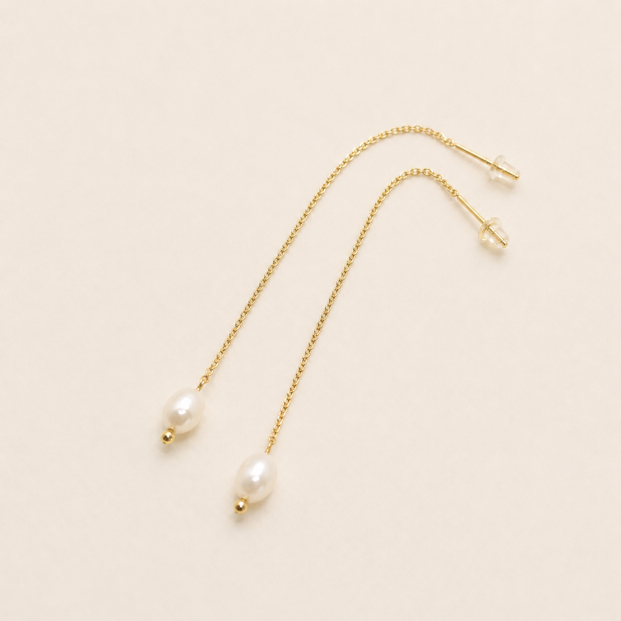 Silk Pearl Threader Earrings