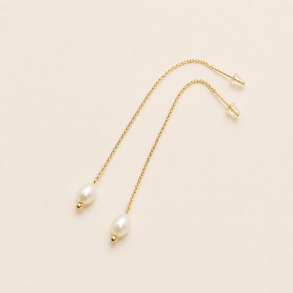 Silk Pearl Threader Earrings