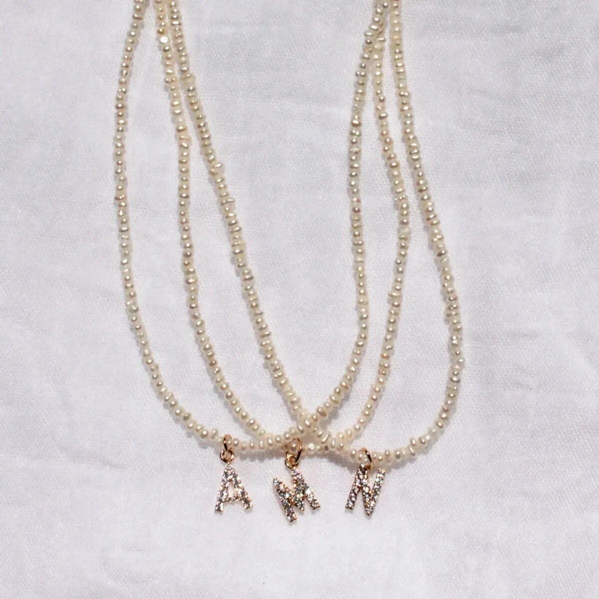 Shelly Crystal Pearl Initial Choker