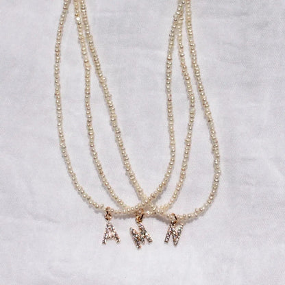 Shelly Crystal Pearl Initial Choker
