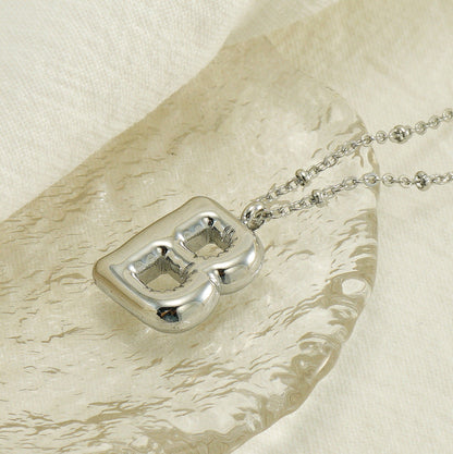 Bubble Letter Initial Necklace