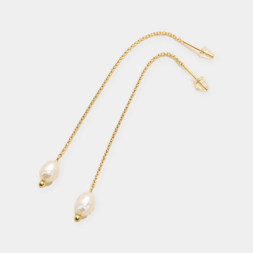 Silk Pearl Threader Earrings