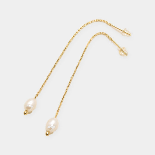 Silk Pearl Threader Earrings