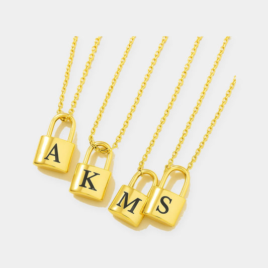 Ellie® Initial Love Lock 18k Gold Necklace